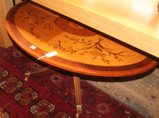 Marquetry inlaid oval coffee table(-)